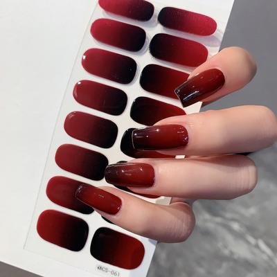 Nude Semi-cured Gel Nail Wraps Sticker Long-lasting Uv Led Lamp French Nail Decal Omber Nail Waterproof Semi-cured Sticke 16tips