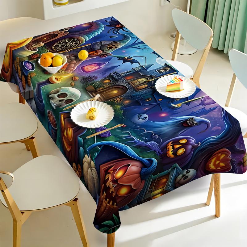 All Saints' Day Rectangle Tablecloth for Tables Decor Kitchen Dining Waterproof Dining Room Table Cloth Halloween Decorations