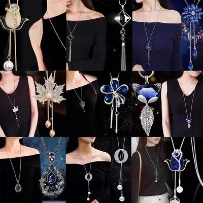 Collier pendentif pull long en alliage classique coréen pour femme - Ne se décolore pas, réglable pour l'automne et l'hiver