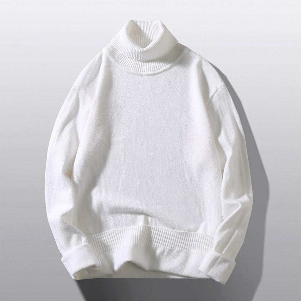 Pulover pentru bărbați Pulover cu gât înalt Pulover cu fund subțire de culoare uni