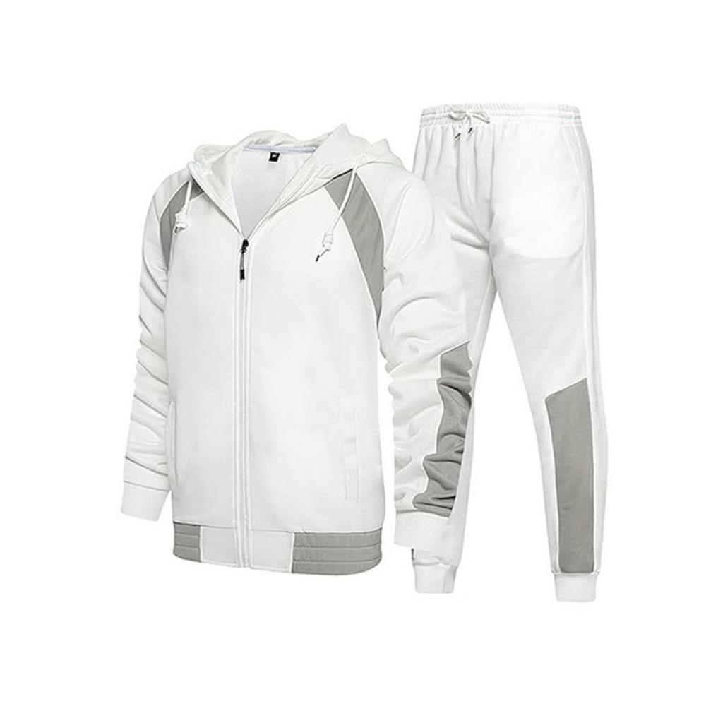 Conjunto de Fato de Treino Masculino com Capuz Outono Inverno 2025 Jaqueta com Zíper e Calças Conjunto de 2 Peças Roupa Casual Desportiva Conjuntos Masculinos