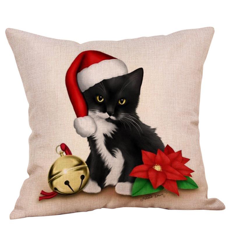 Christmas Cartoon Print Pillowcase for Car or Office 45x45 cm