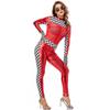 Red Sexy Jumpsuit Cheerleading Outfit PU Leather Football Girl Role Play Costume
