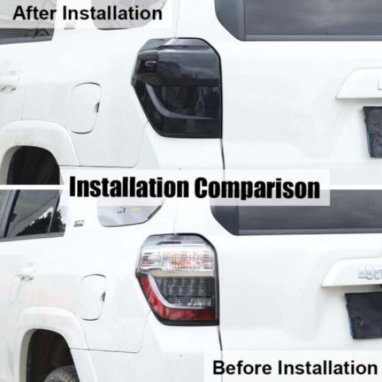 Smoked Black Rear Taillight Lamp Guard Decor Cover Trim Bezels for 4Runner 2014+