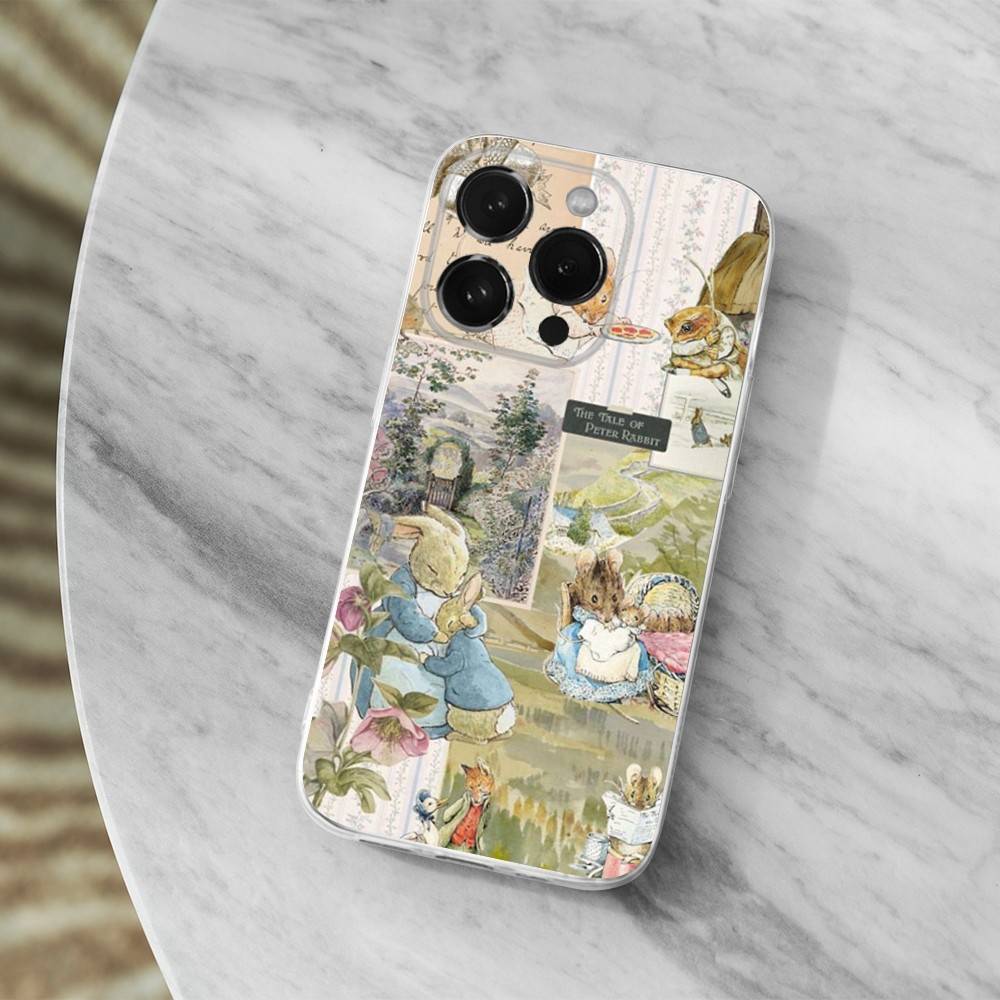 

Cute Role P-Peter R-Rabbit Phone Case For iPhone 16,15,14,13,12,11 Pro,Max,Plus,X,XS,XR,SE,Mini Transparent Soft Cover iPhone15