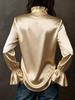 Elegant Women's Long Sleeve Silk Satin Shirt
