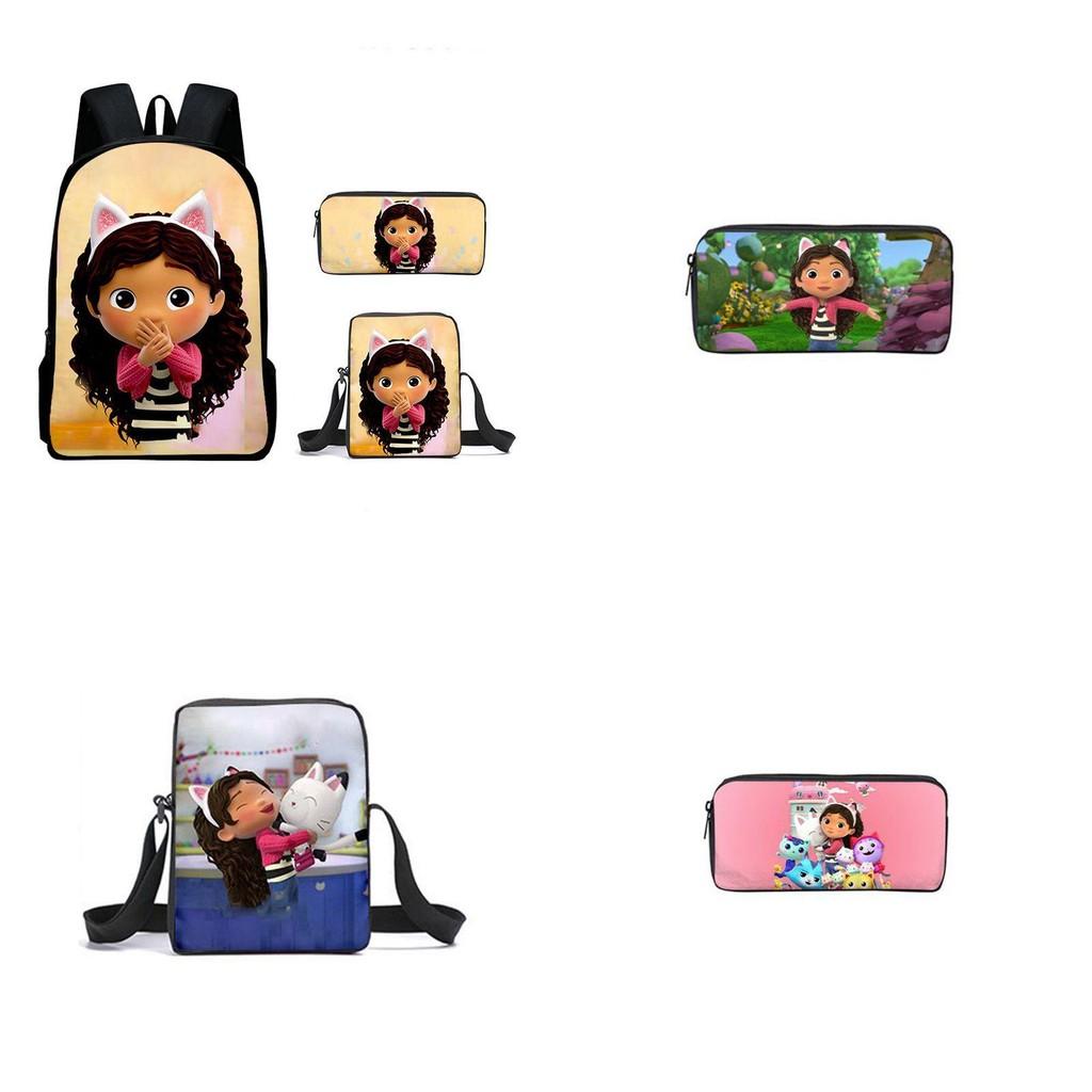 Gabby's Dollhouse Backpack Featuring Stylish Cartoon Design And Adjustable Shoulder Straps For Students