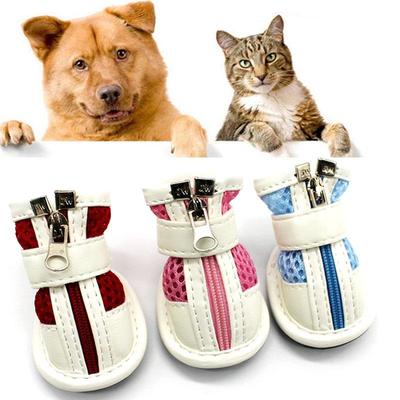 4 pçs/set verão malha respirável sapatos para cães de estimação respirável anti-deslizamento bota para cães pequenos filhote de cachorro médio grande sapatos para animais de estimação suprimentos