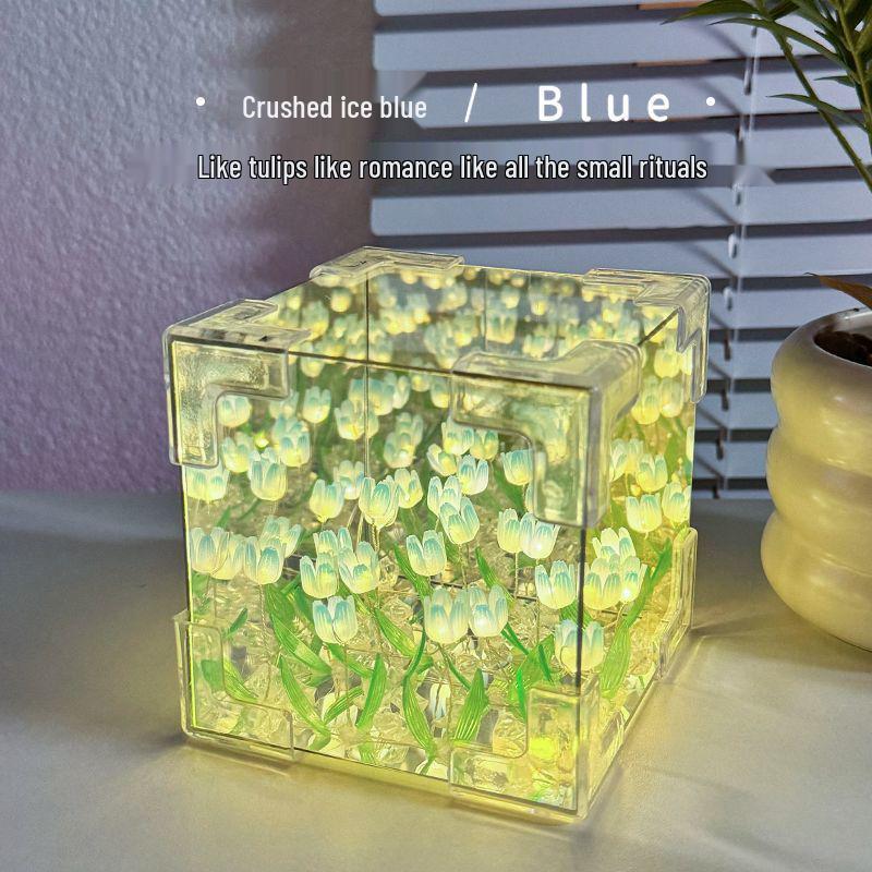 Tulpen Nachtlicht DIY Kit - Rubik's Würfel Blumenschmuck für Mädchengeburtstag