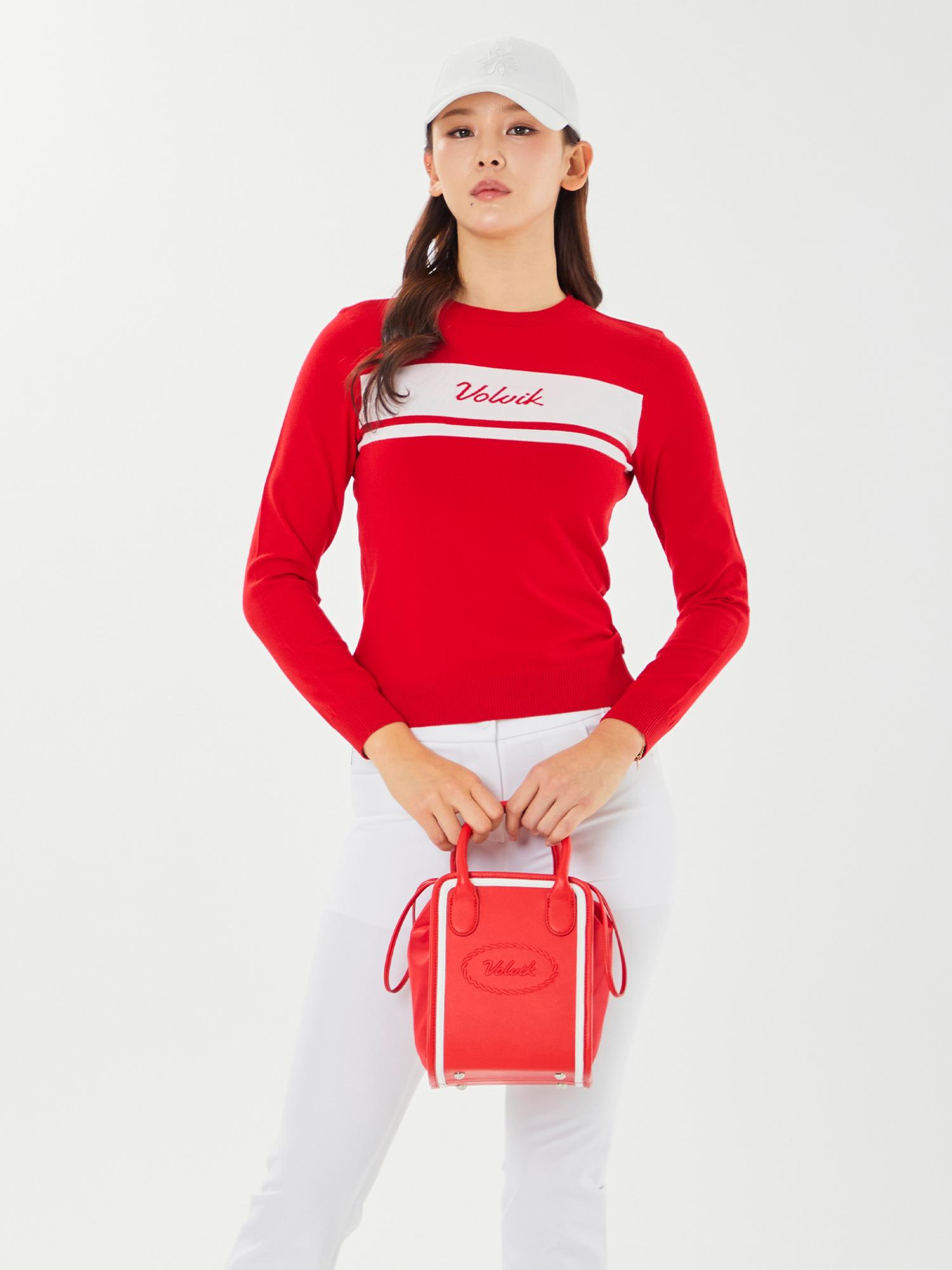 Volvik Golfwear Women S Golf Blocking Logo Sweater Vlktp291_Re Red/095