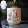 DIY Couple Embracing Statue Embossed Round Succulent Plant Pot Resin Silicone Mold Male Female Figure Candle Cup Gypsum Molds
