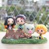 4pcs/set Q Version Demon Slayer Sitting Doll Action Movie Model Toys Doll Figure
