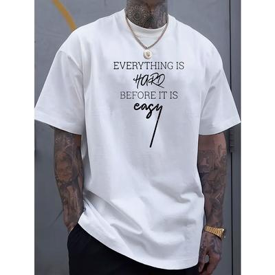 European Sizes Men's Round Neck Short Sleeved T-shirt with Letter Pattern Printing, Simple and Fashionable T-shir