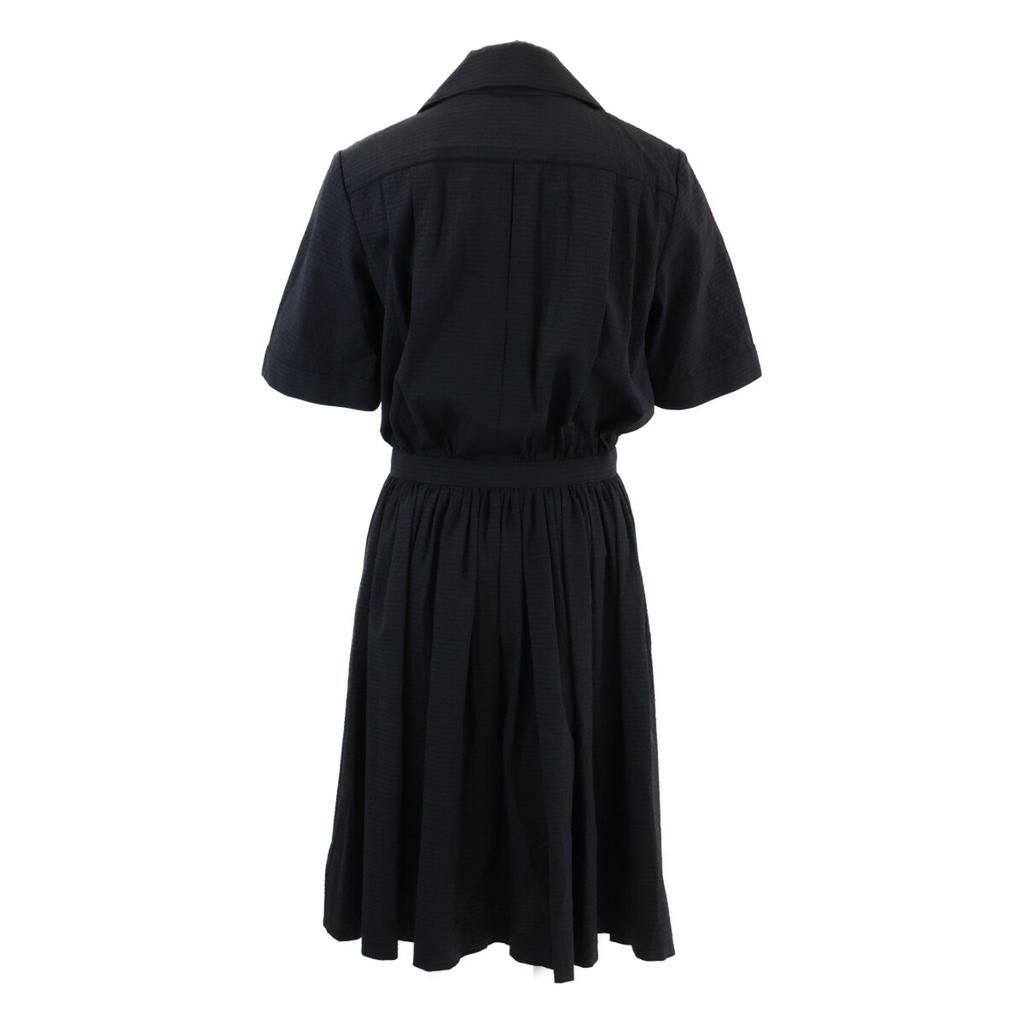 CHANEL [Excellent Condition] P53425V29267 CC Logo Button Short Sleeve Shirt dress 34 NavyUsed