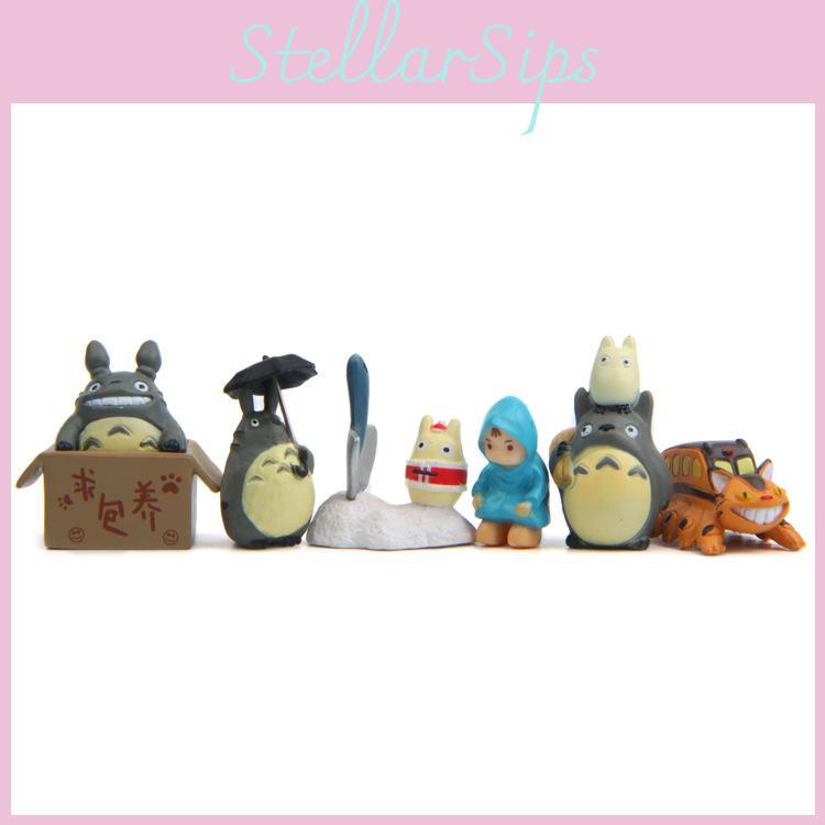 Neighbor Totoro My Cat Bus And Girl Anime Character Mini Model Set Ornament