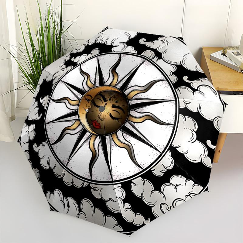 1pc Sun Moon Automatic Folding Umbrella & Self-Folding Canopy - Heavy-Duty 8-Rib Iron Frameyy251231051