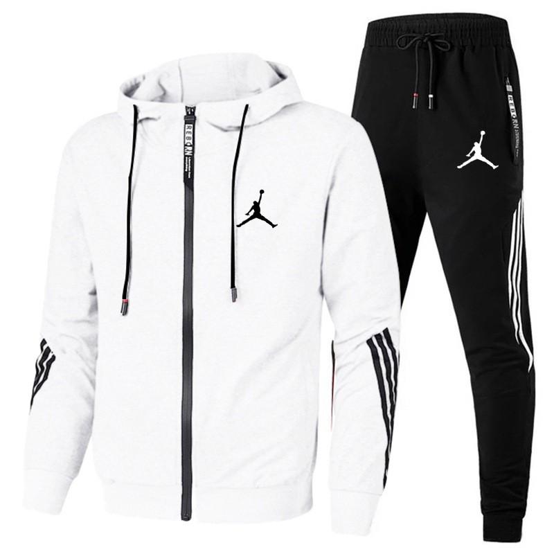 Mens Slim Fit Hooded Sweatshirt Jogger Pants Set Casual Sportswear Outfit