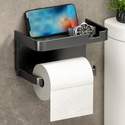 Punch-free Toilet Tissue Box Toilet Draw Paper Roll Paper Holder Toilet Paper Shelf Wall Mounted Paper Holder With Phone Holder