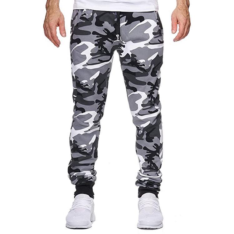 

Men s Camouflage Print Slim Fit Mid-Elastic Casual Sports Long Pants for Autumn and Spring M серый