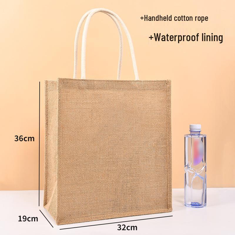 Custom DIY Hand-Painted Jute Burlap Tote Bag by MUJI