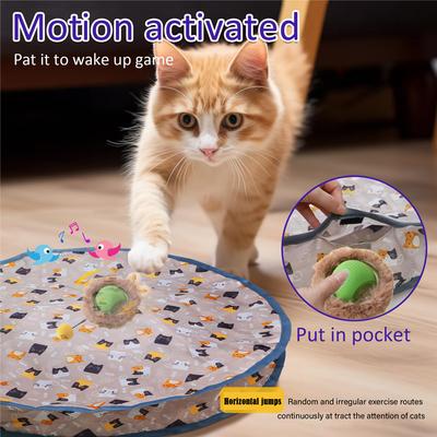Brinquedos Interativos para Gatos Conjunto de Capa de Bola Rola Rápido em Bolsa Brinquedo para Gatinho Esconde-Esconde Brinquedo Interativo para Gatos Ativado por Movimento Interior