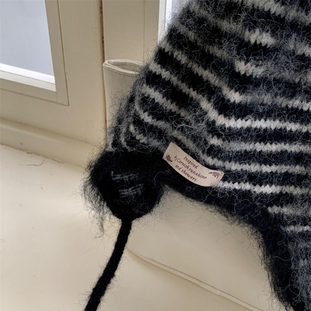 Cold-proof Knitted Hat Windproof Pullover Hat Fashion Warm Woolen Hat  Woman Girl
