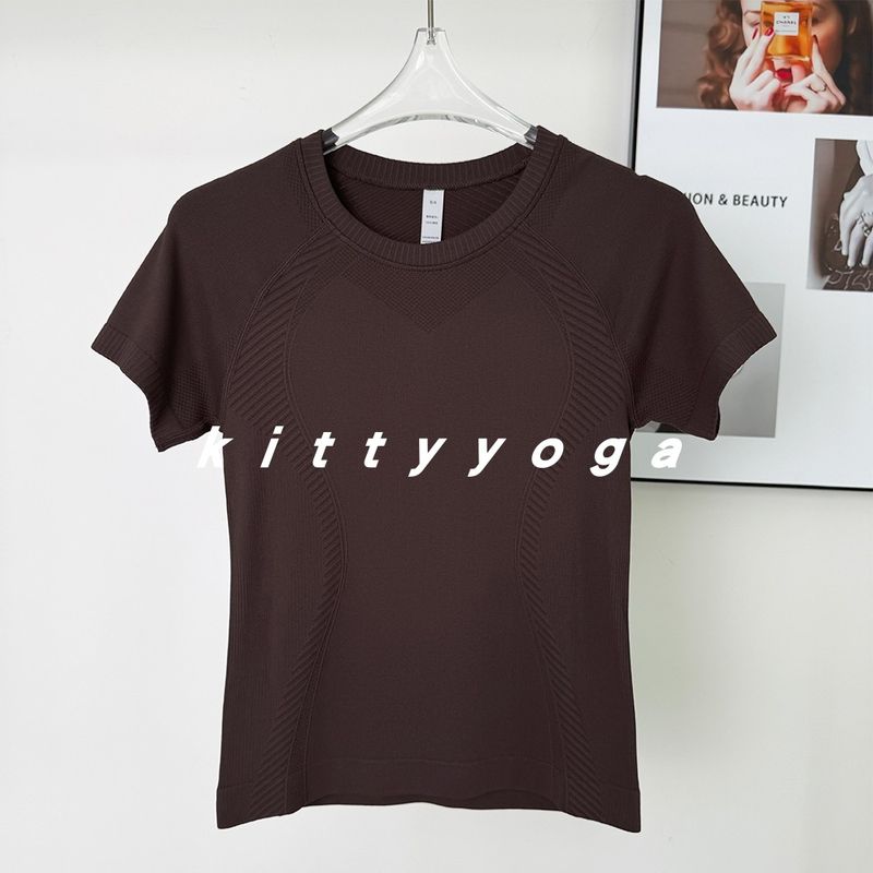 [Same Style with Big Brands] Athletic Clothing Women Summer Thin Yoga Clothes Quick-Drying Top Waist Hugging Fitness Running Short sleeve T-shirt