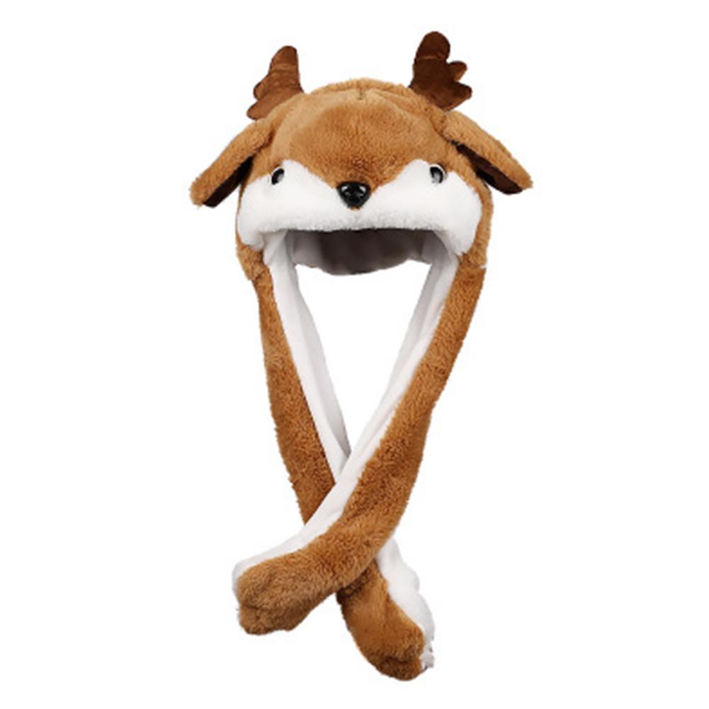 

Cute Cartoon Pinch Ears Moveable Cap Warm Hat Santa Elk for Christmas Gift Decorative Props elk Without Light#1