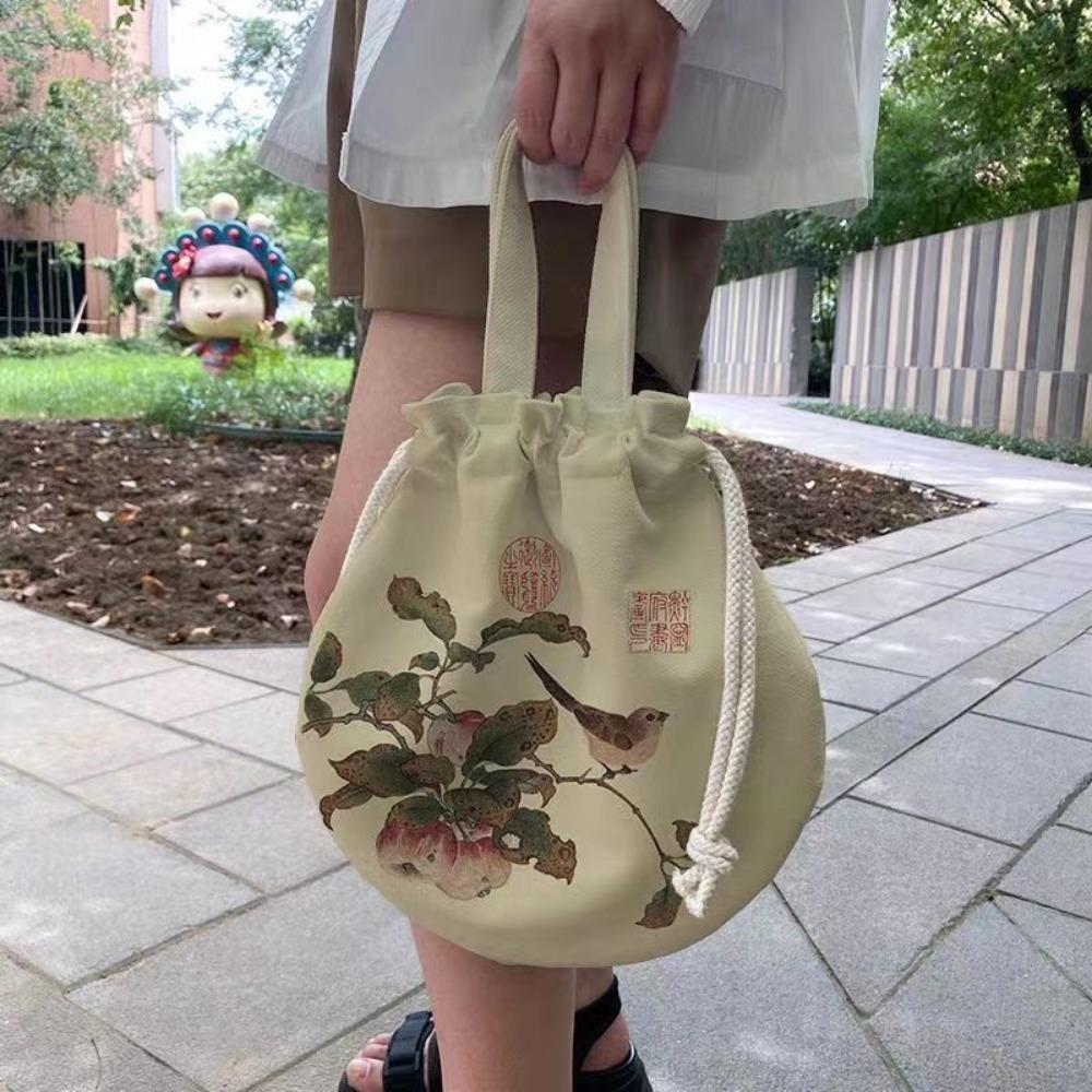 

Storage Circular Handbag Printing Wrist Bag Funny Chinese Style Hand-held Bag