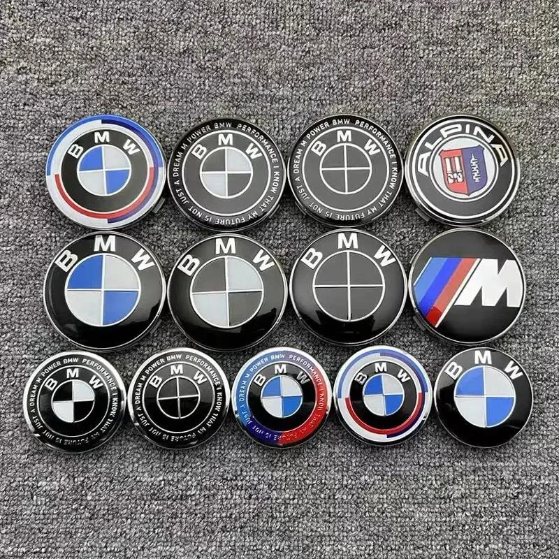 For BMW New 2025 4PCS 56mm/68mm BMW alloy car hub cap 50th anniversary center cap, commemorative style modified hub cap label.Wh