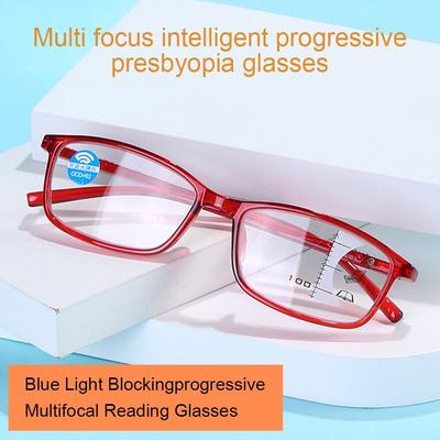 Men Women Simple Vintage Frame Anti-Blue Light Progressive Multifocal Ultra Light Glasses Reading Glasses