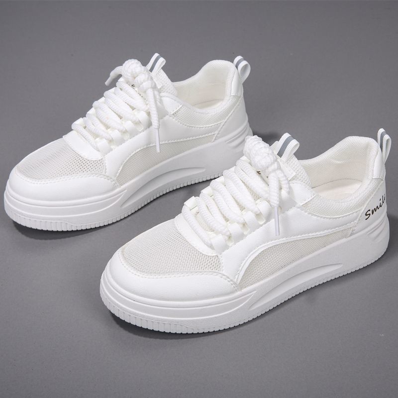 

Летняя дышащая женская обувь 2025 сетчатые белые туфли большого размера одинарная сетка спортивная обувь повседневная обувь для скейтборда полые тонкие сетчатые туфли 40 белый