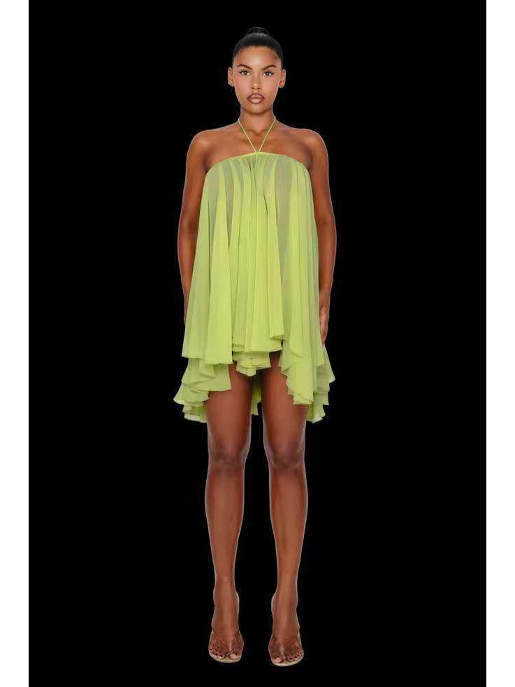 2025 Spring/Summer Sexy O-neck Strapless Halter Loose Dress for Women