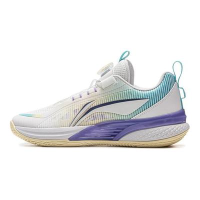 Li Ning Kids Basketball Fabric Fashionable Simple Comfortable Non-Slip Shock Absorbing Wear-Resistant Low-Top Kids Basketball Shoes YKBV024-3