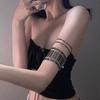 Hiphop Layered Hollow Line Armband Verstellbares Oberarmarmband Öffnungsarm Manschettenarmbänder Frauen