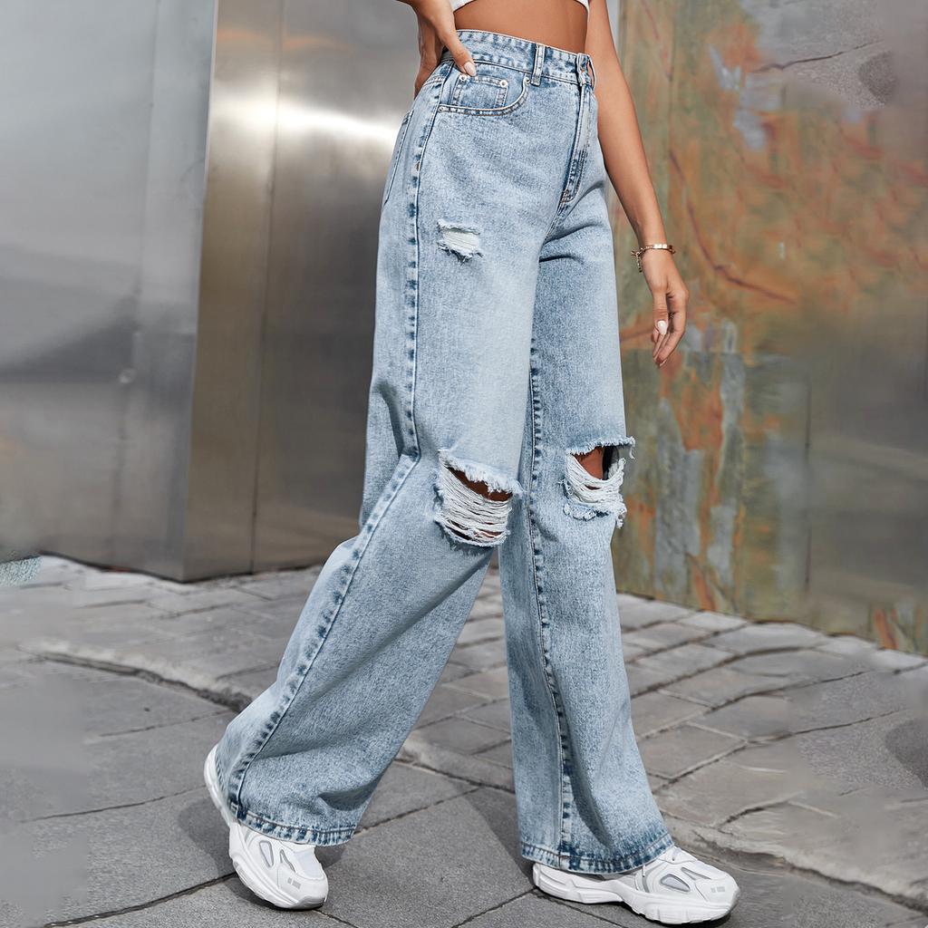 Damenhose Große Größe Stretch Jeans Lose Halbelastische Hose