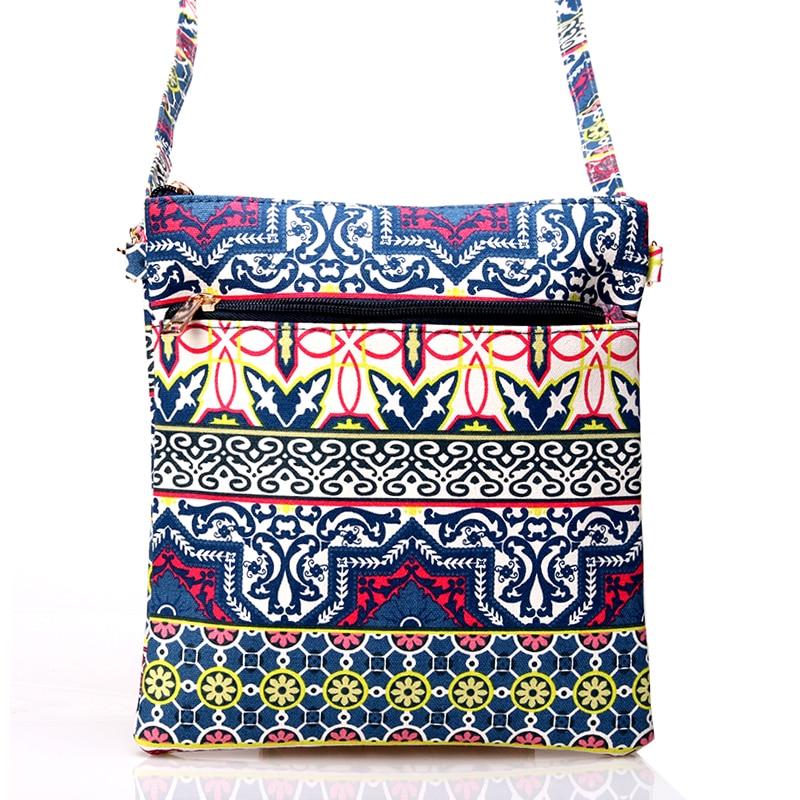 Kvinna Casual Printing Blommig Canvas Axelväska Dam Små Crossbody-väskor för Kvinnor Klaff Clutch Handväska