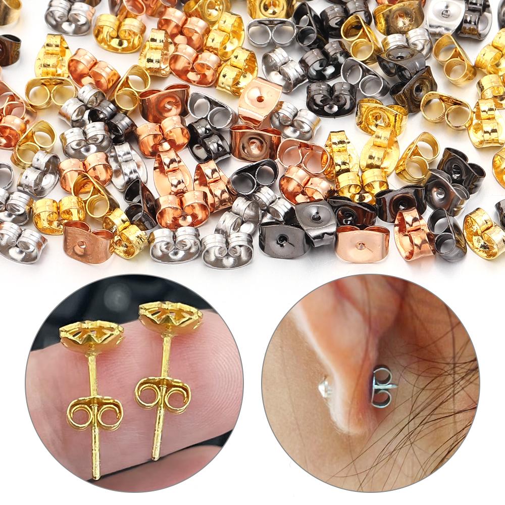 100-200 Stück 4,5x6mm Edelstahl Schmetterling Ohrring Sicherheitsverschluss Metall Ohrstecker Für Schmuckherstellung DIY Ohrring Zubehör