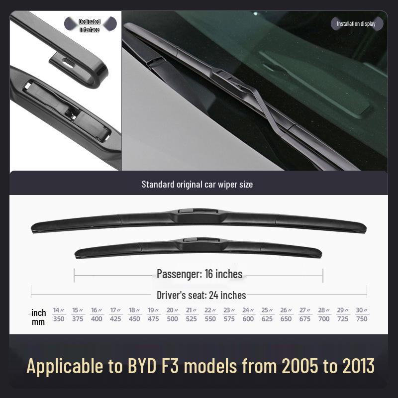 Windshield Wipers Compatible with BYD F3 (2007-2013 Models)