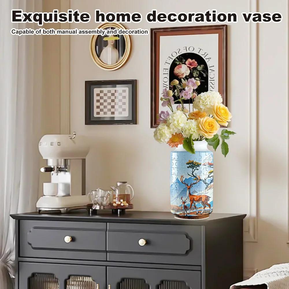 Non-Toxic Puzzle Flower Vase Panda 3D Porcelain Design Made Plastic Home Decoration And Flower Arrangement Housewarming Kids Toys Gifts