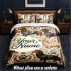 Forest Nature Theme Custom Text Or Name 3Pcs Bedding Set,1 Flat Sheet & 2 Pillowcases Personalized Home Bedding