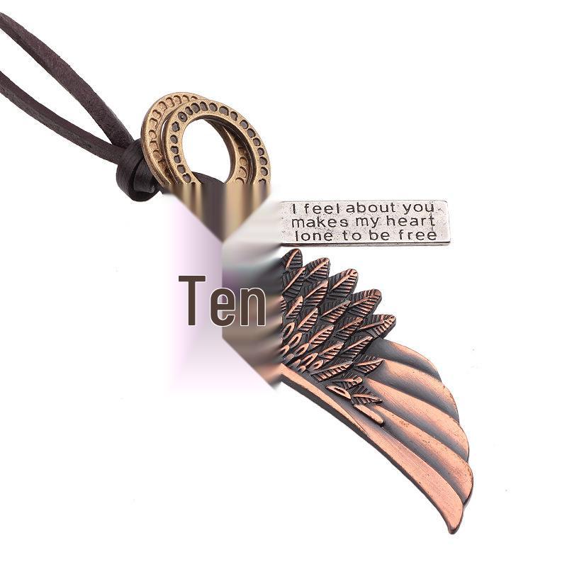 Angel Wings Genuine Leather Hip Hop Necklace - European & American Style