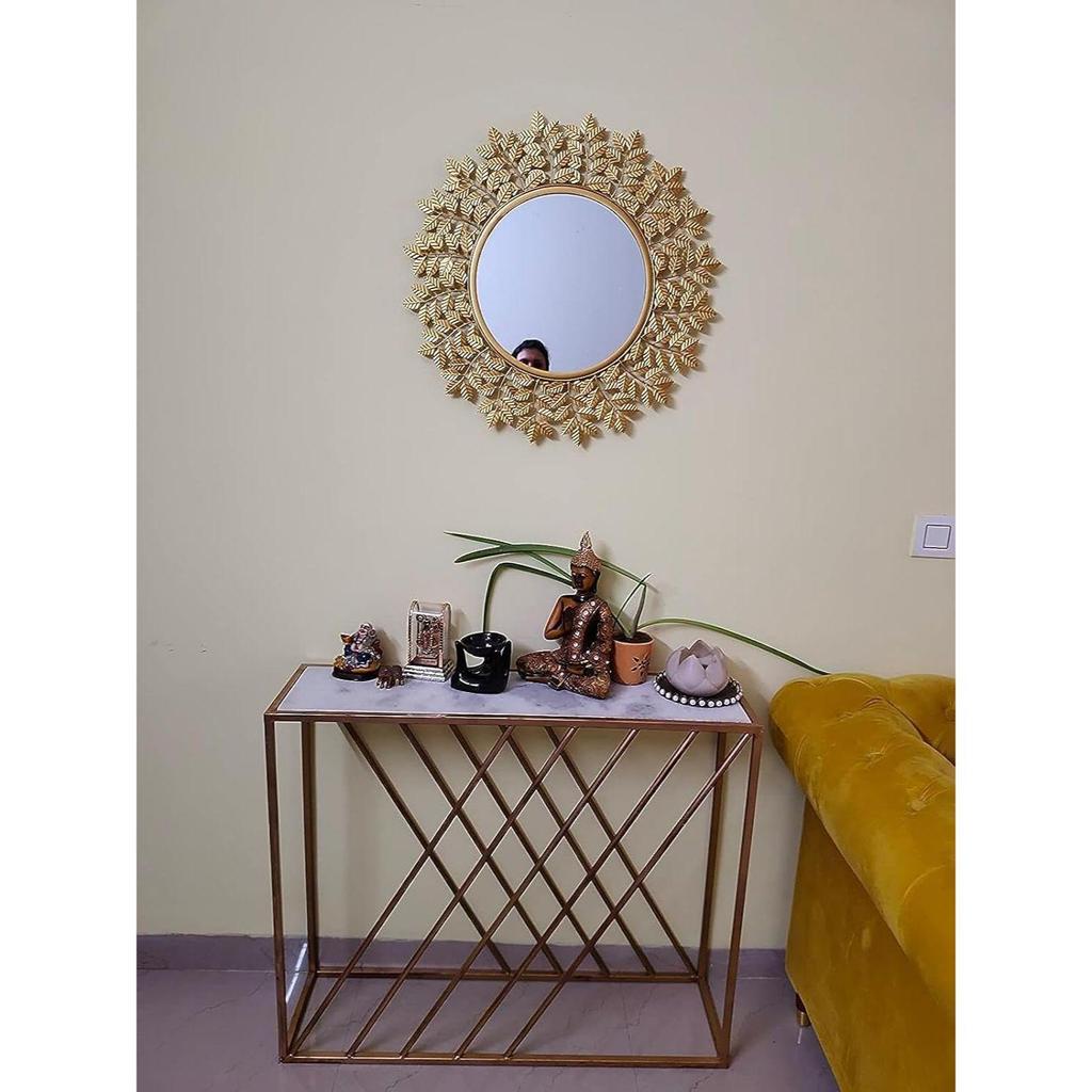 Rust Proof & Weather Proof Wall Mirror - Ideal Mirror for Living Room, Bathroom, Bedroom, Foyer | Entryway, Wash Basin Area - Gold, 28 Inches 1 Piece