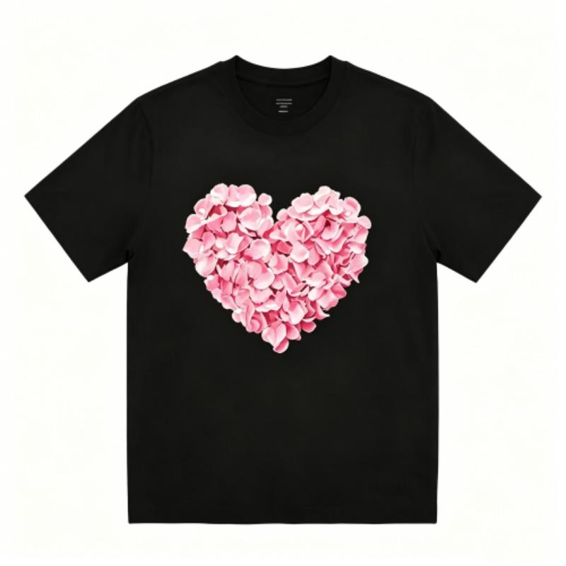 Fashion Rose Love Print Kids T-Shirts Summer Fashion Street Outdoor Casual T-shirt Tops for Boy and Girl's Tees Top