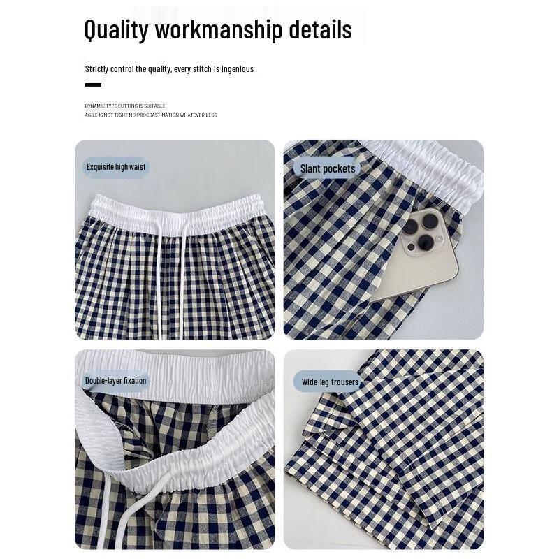 Women's Plaid High-Waist Wide-Leg Pants