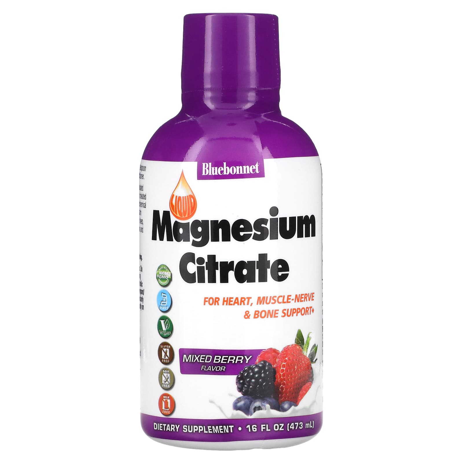 

Bluebonnet Nutrition, Liquid Magnesium Citrate, Mixed Berry Flavor, 16 fl oz (472 ml)