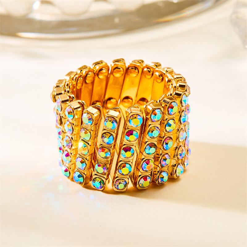 Unique Design Magic 2 in 1 Folding Retractable Ring Bracelet Shiny Rhinestone Multilayer Twist Rings for Women Creative Jewelry