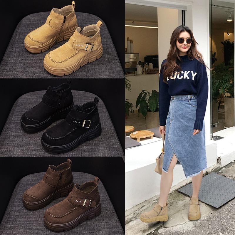 New Women's Shoes, Retro Thick-soled Height-increasing Casual Shoes, Versatile Women's Boots
