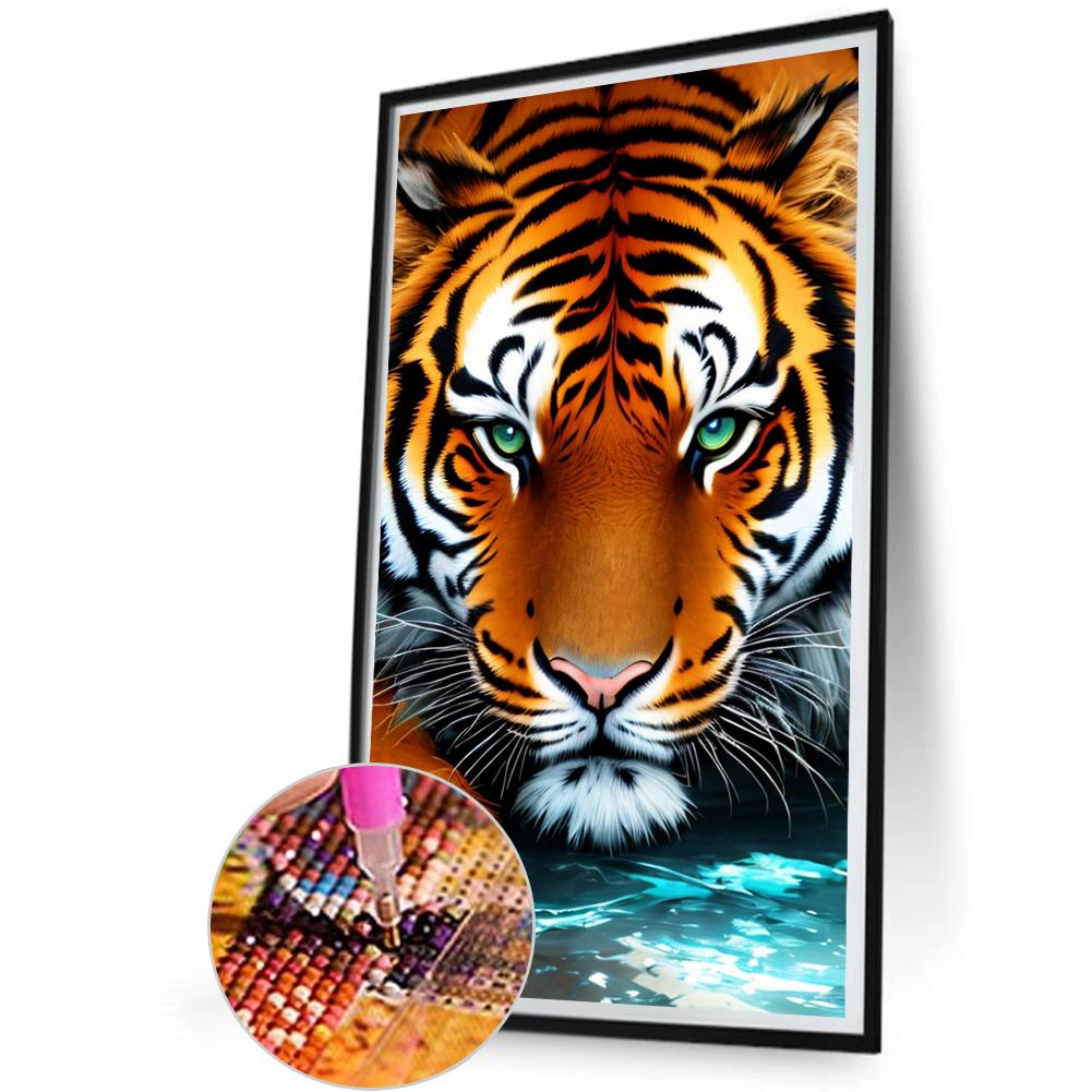 

T0# 5D DIY Full Round Drill Diamond Painting Tiger Kit Home Decor Art Craft 30x5