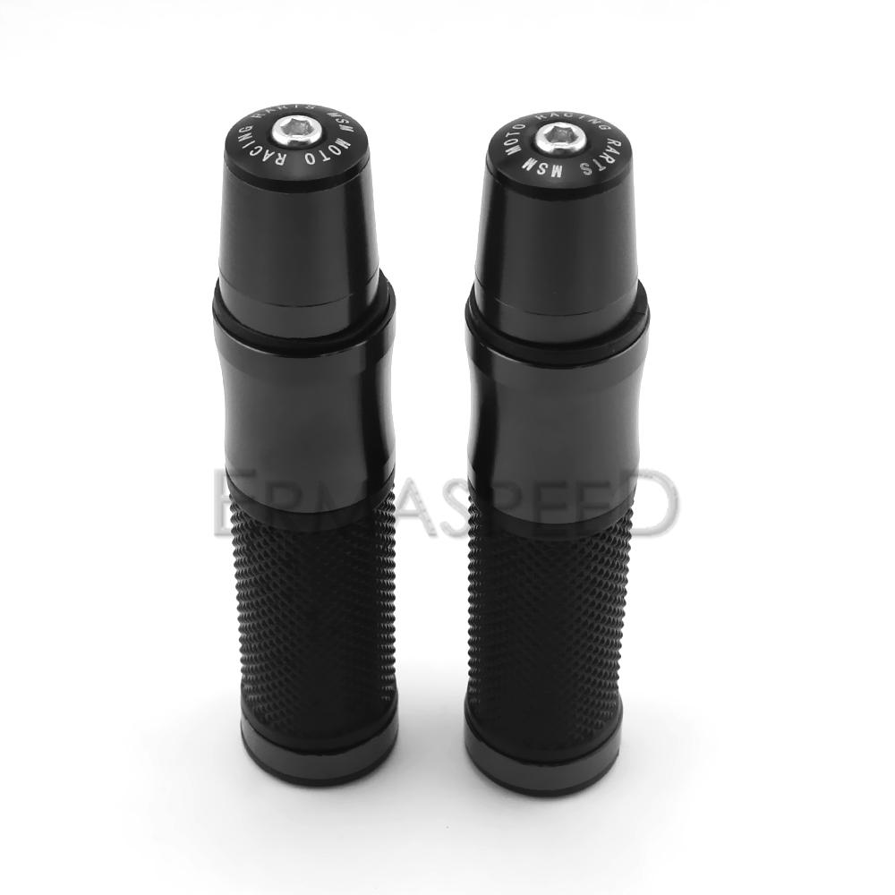 Pair of 7/8" 22mm Motorcycle Hand Grips With Bar End Plugs CNC Aluminum & Rubber Handlebar Grips For Motocross Pitbike
